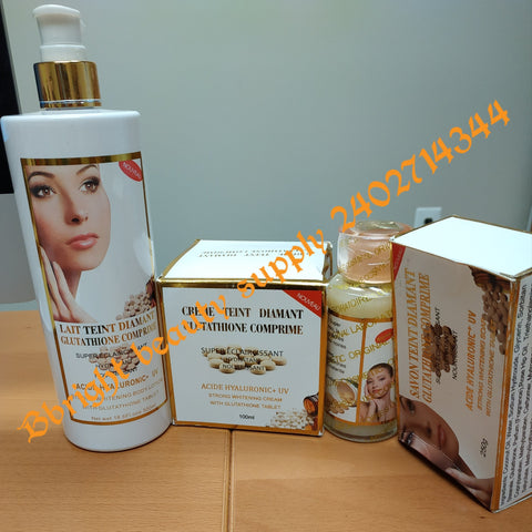 Glutathione comprime super fort 500ml  strong lightening lotion set (lotion,serum,face cream,soap)