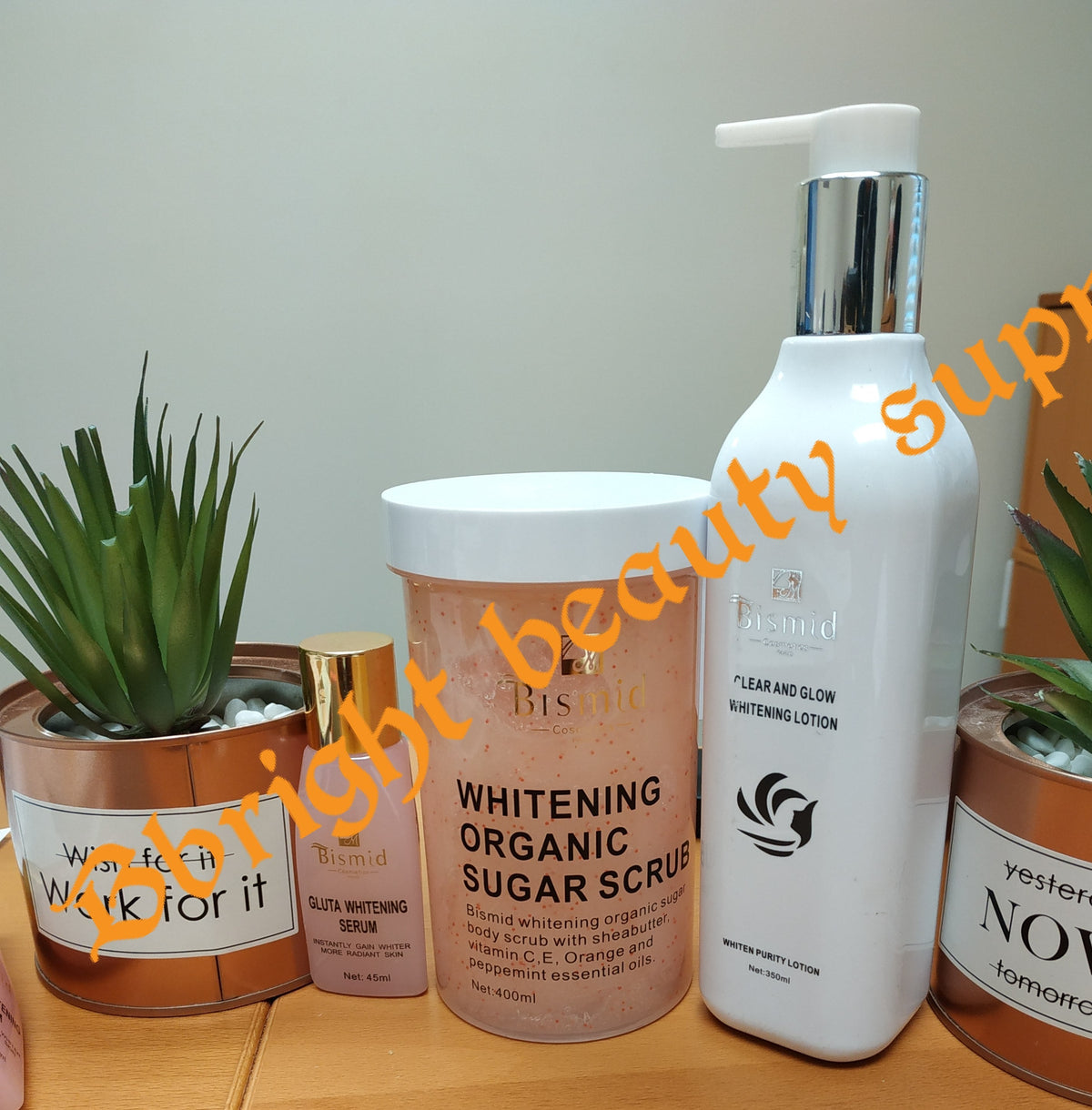 Authentic Bismid Brightening Lotion Set(lotion 350ml,Scrub 400ml,serum 45ml)