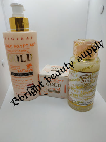 Pure Egyptian magic lightening gold 3set(lotion, glutathione comp.serum,face cream)