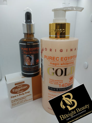 Pure Egyptian magic Brightening lotion set(lotion,serum soap)