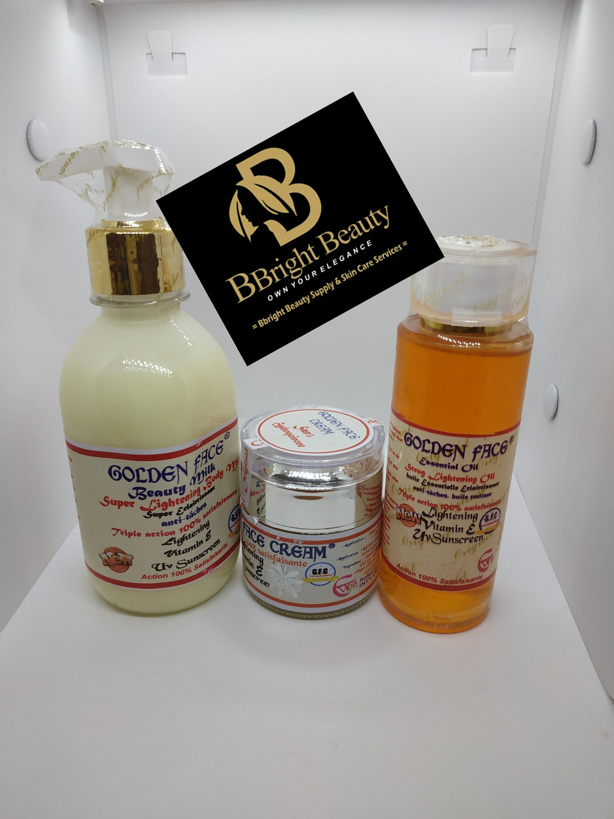 Golden face beauty milk set (lotion face cream,oil)