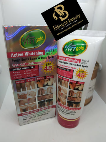 Veet Gold Active Brightening Tough Spots Scars and Dark Spots Corrector Cream with Spf 45 80g