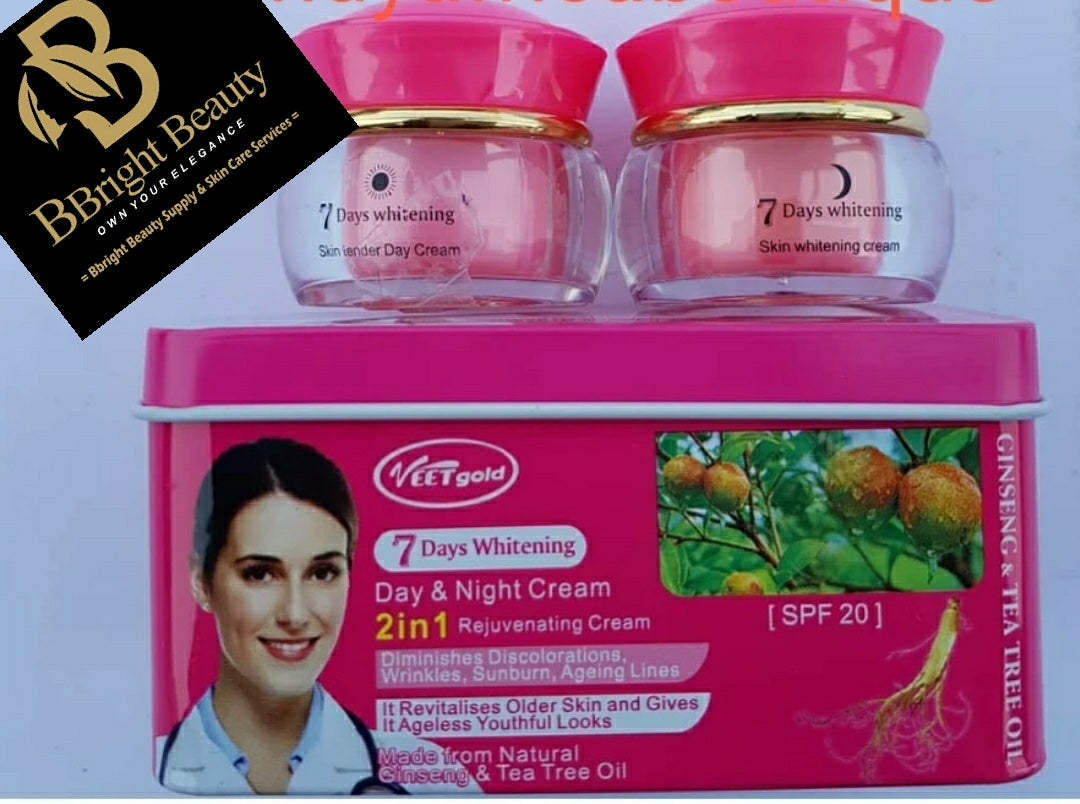 Veet Gold 7 Days Brightening Day and Night 2 in 1 Rejuvenating face cream with Ginseng &Tea tree oil with Spf 20