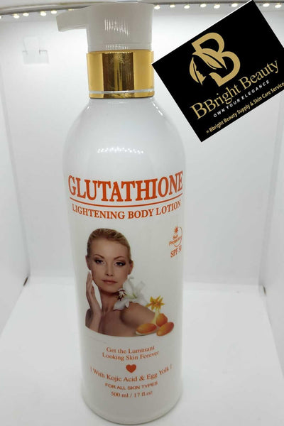 Glutathione lightening body lotion with kojic acid & egg yolk plus spf   BBluxury Skincare