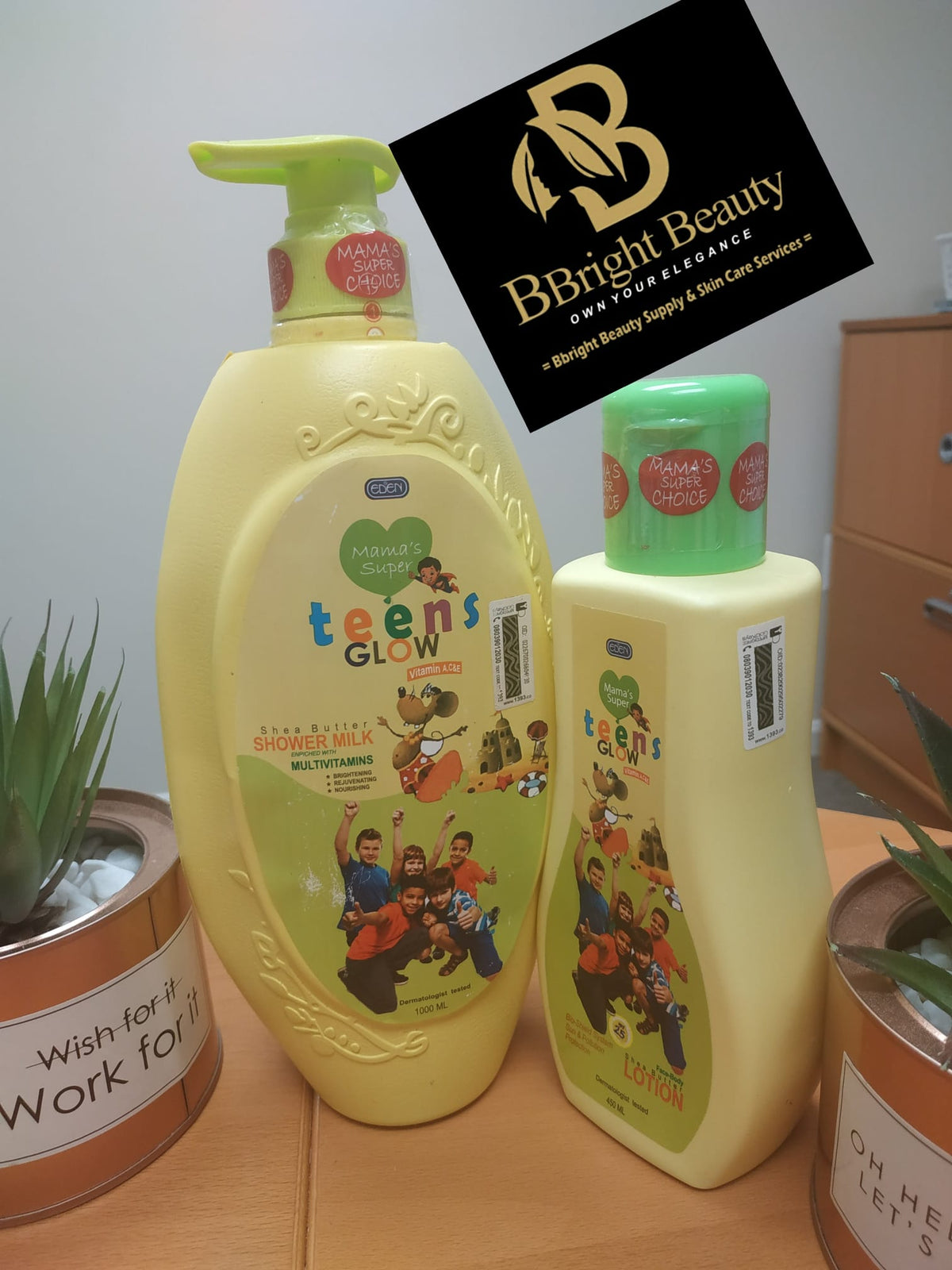 Eden Mama Super Teens Glow Lotion 450ml + Shower bath with multivitamins 1000ml