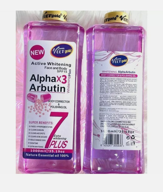 1 pack Veet Gold Alpha Arbutin Active Brightening Face & Body Corrector Oil 1000ml