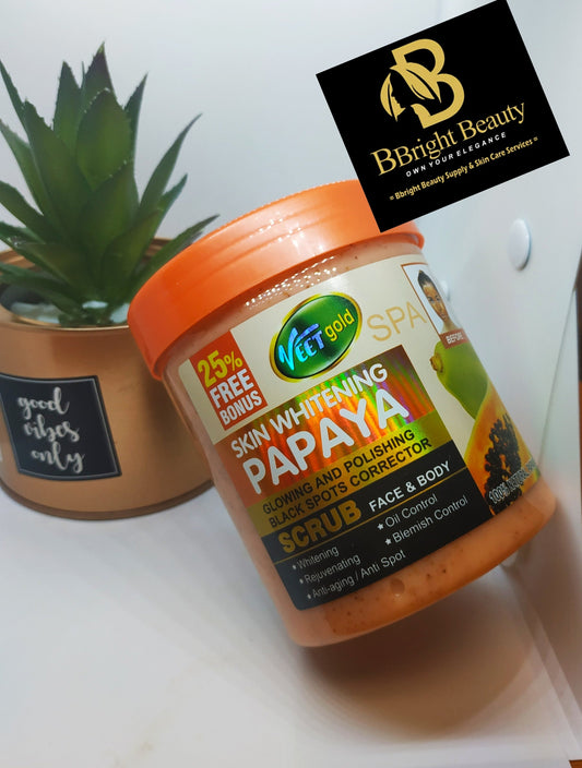 Veet Gold Skin Brightening Papaya Glowing, Polishing and Black Spots Corrector Body Scrub 500g