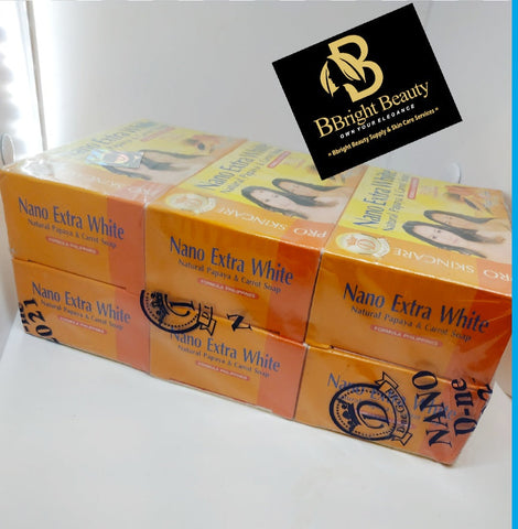 Nano Extra White Lightening Soap with Natural Papaya & Carrot extract + Glutathione (6pcs)