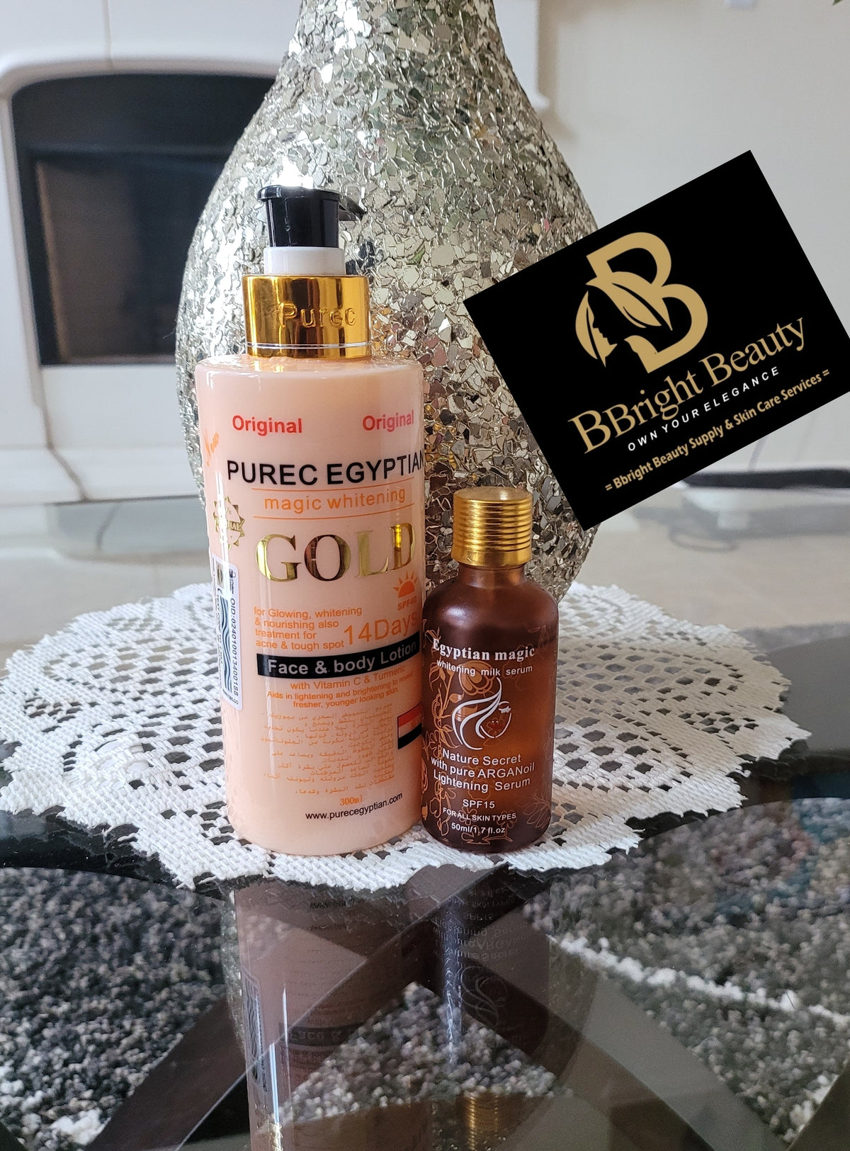 Pure Egyptian Magic Brightening Gold Lotion + Oil