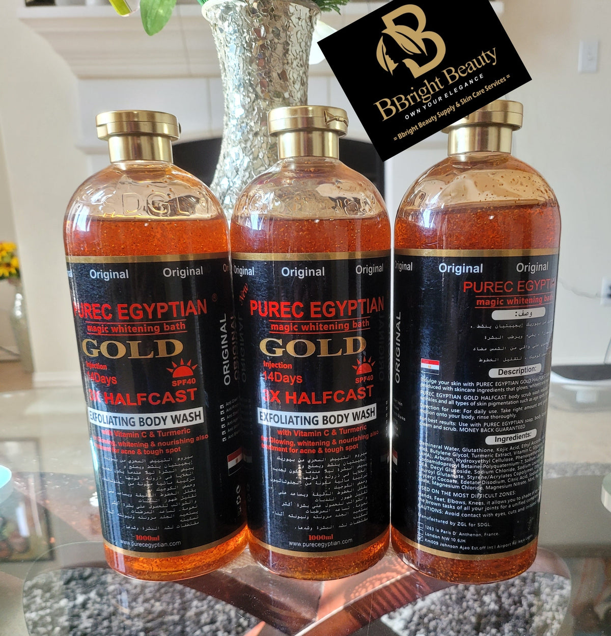 Pure Egyptian Magic Brightening Gold 14 Days Exfoliating Shower Bath with Vitamin C+Tumeric 1000ML