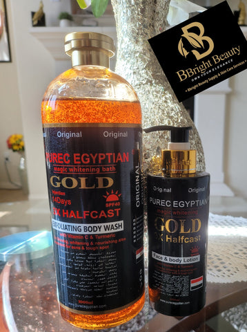 Pure Egyptian Magic Brightening Gold 3X Half Cast Lotion 300ML +Shower Bath 1000ML