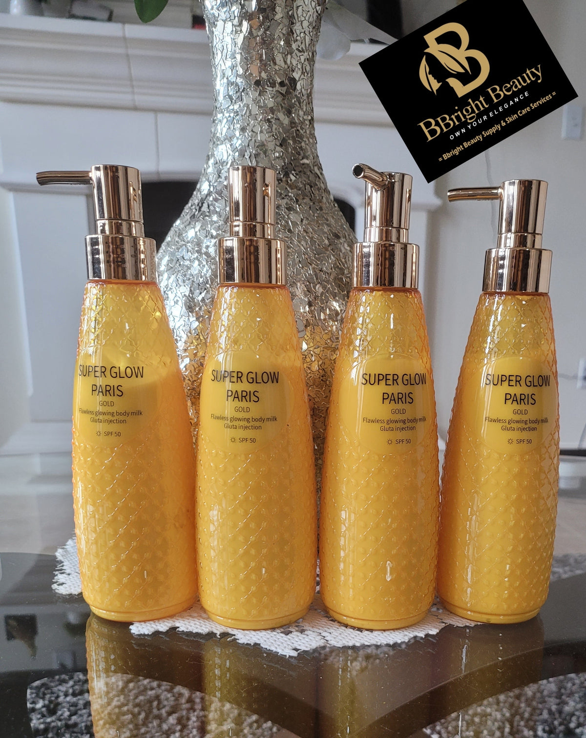 Super Glow Paris Gold Flawless Glowing Body Milk +SPF 50 300ML(Price is for one)