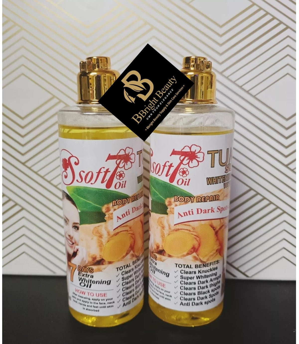 Original Soft 7 Tumeric Brightening & Glowing Oil With Honey.Body Repair Oil.250ml(Price is for one piece)