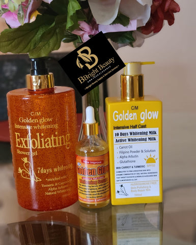 Golden Glow Intensive HC Body Lotion Set (Shower bath,lotion,oil)