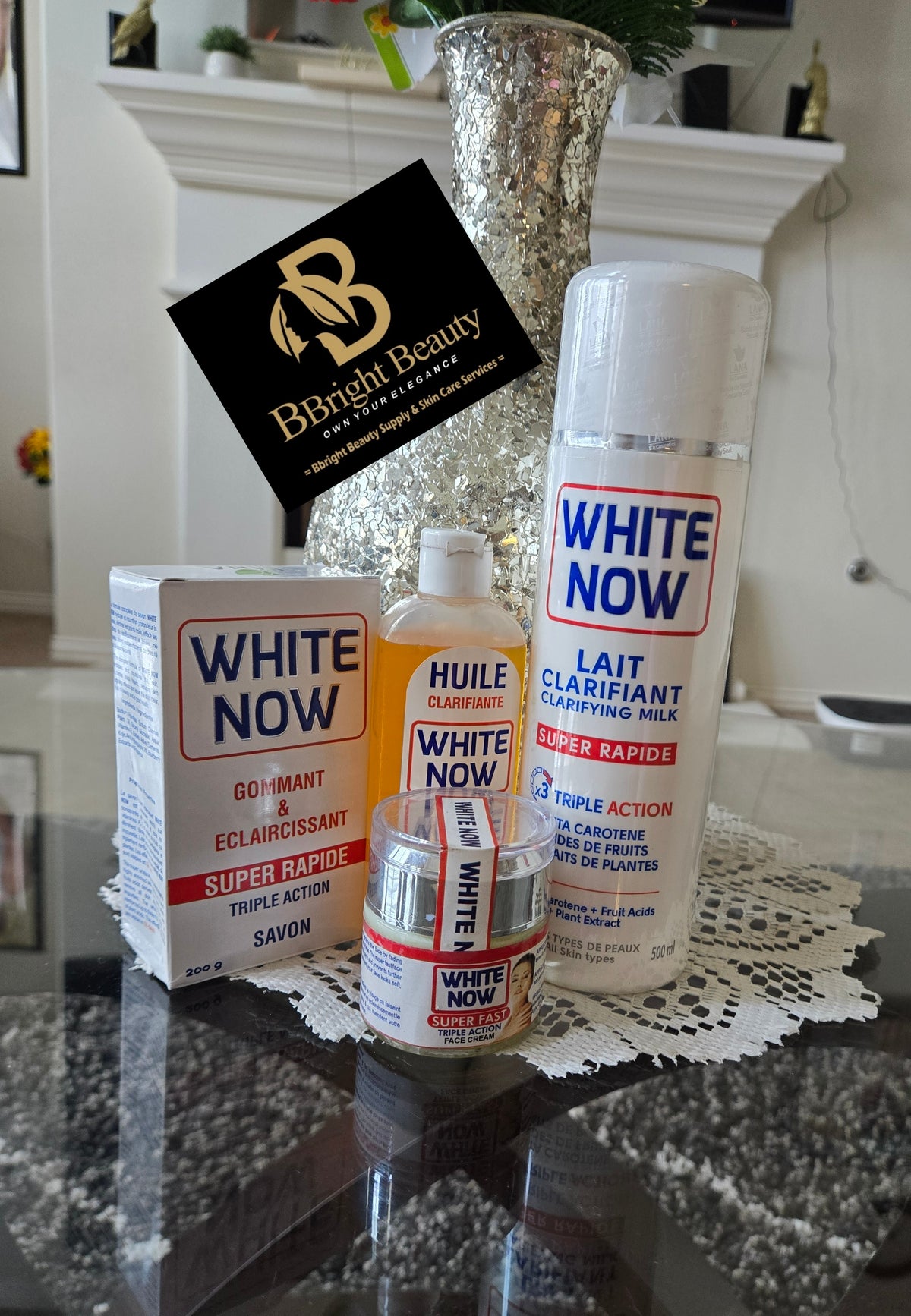 White Now Super Rapid Triple Action lotion set(lotion 500ml,oil,face cream,soap)