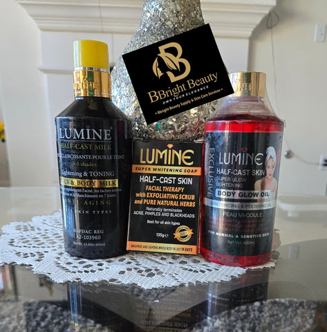 Lumine Half Cast Face & Body Milk Set (Glow oil,Soap,Lotion)
