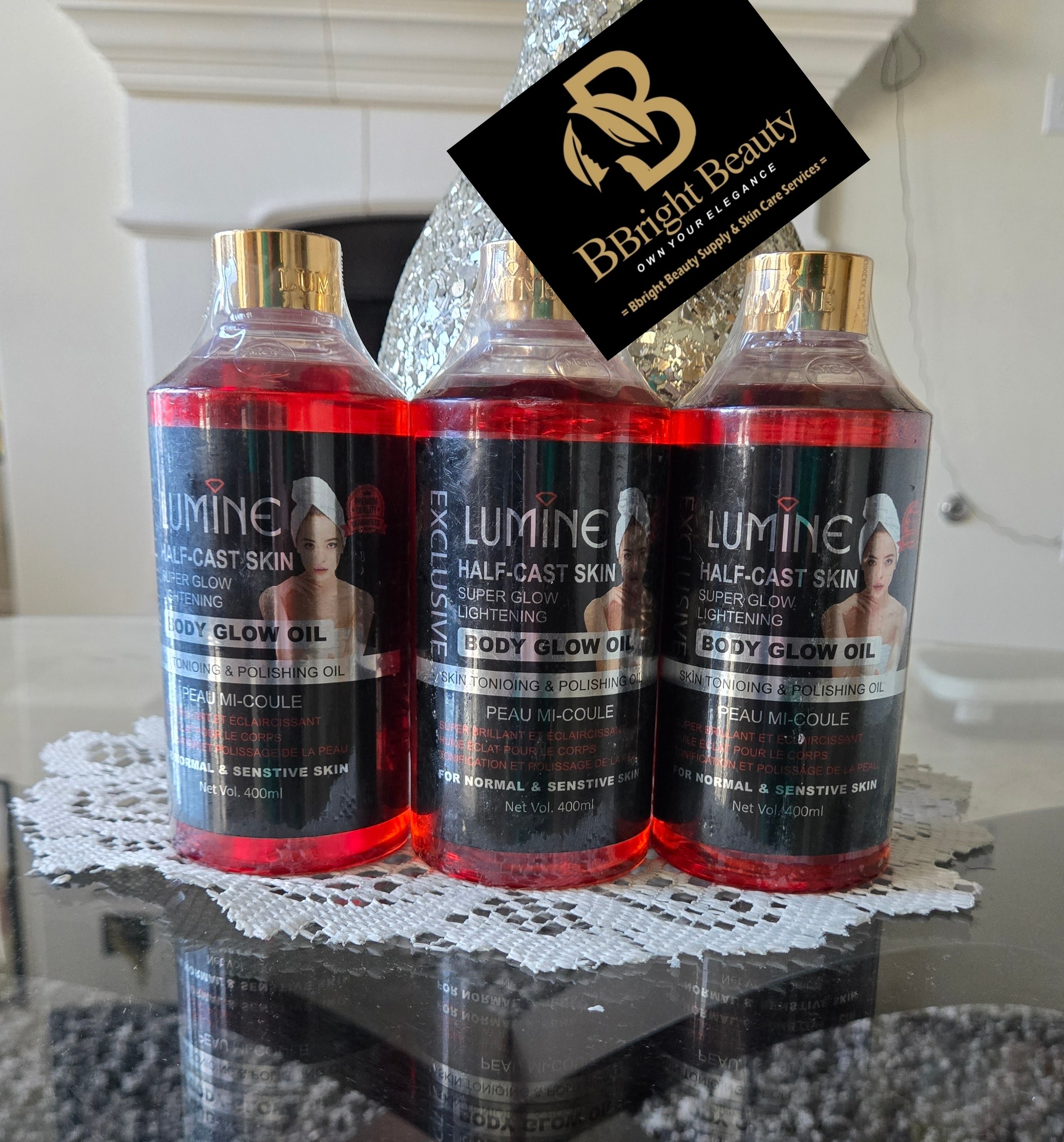Lumine Half Cast Skin Super Glow Lightening Body Oil 400ml(Price is for one)