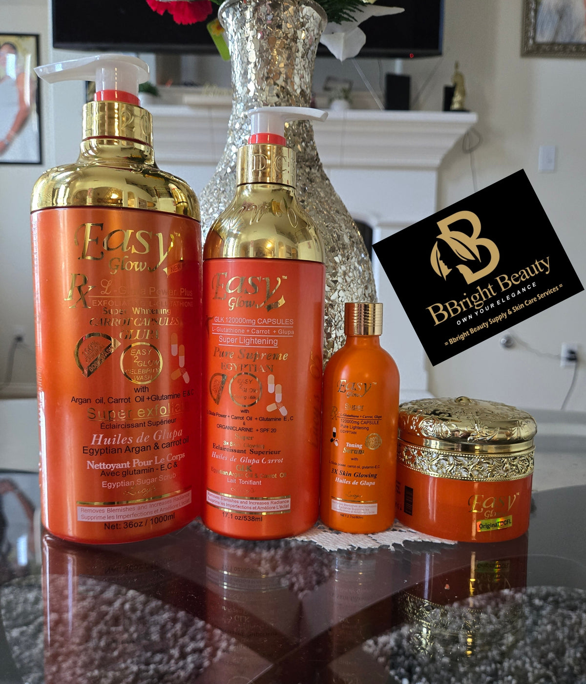Easy Glow Super Carrot Toning Milk Lotion Full Set(Shower bath,lotion,face cream,serum)