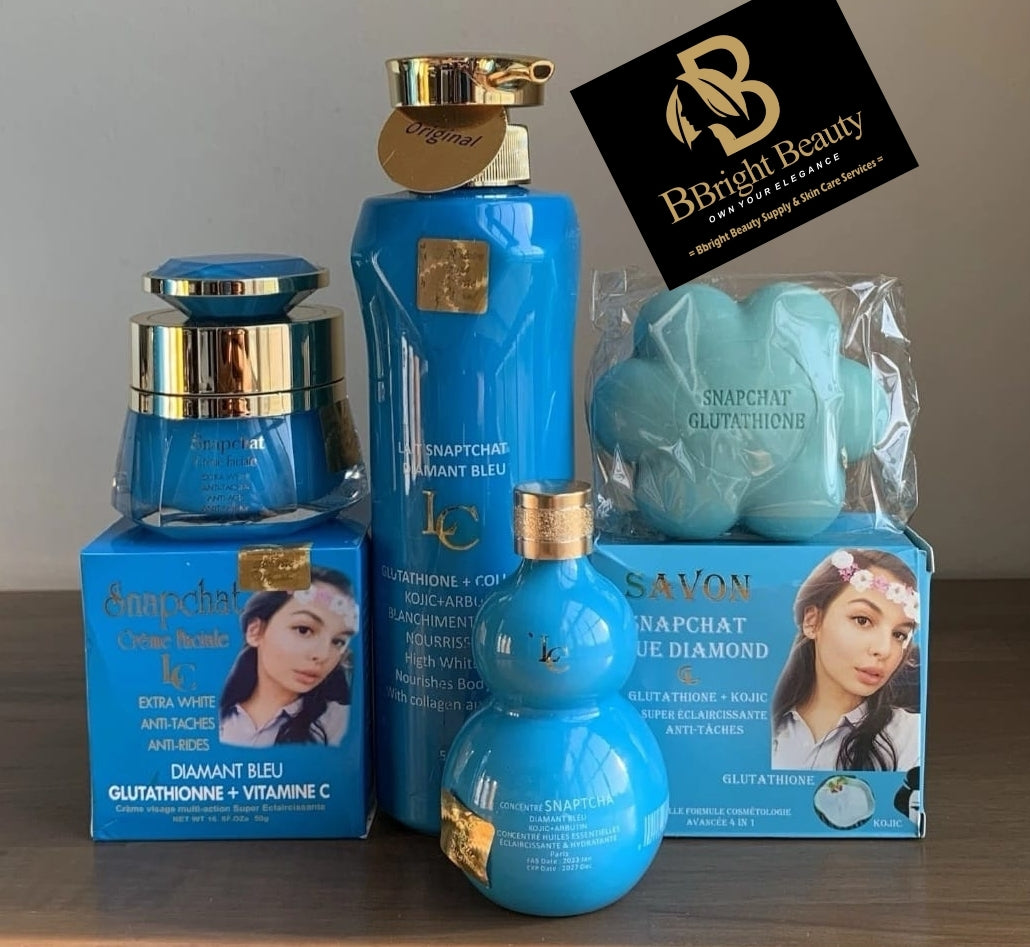 Lait SnapChat Glutathione+Collagen brightening Lotion Full Set (Lotion,serum,face cream,soap)