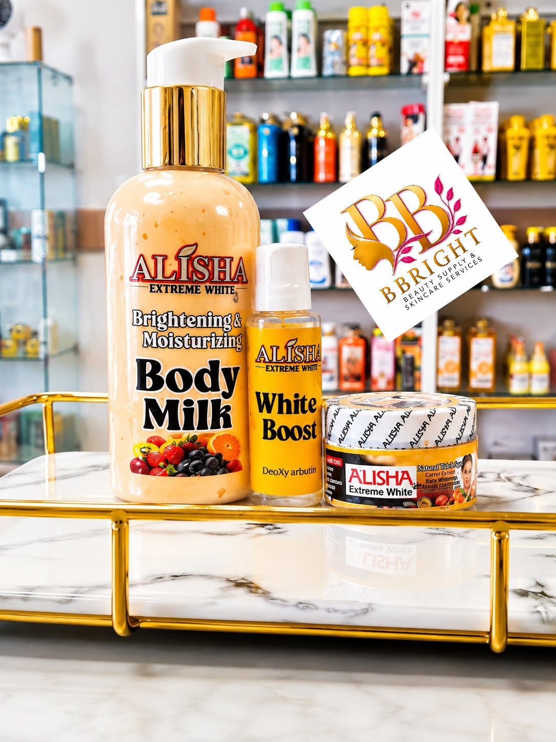 Alisha Extreme Brightening & Moisturizing Body Milk +Booster & Face cream 400ml