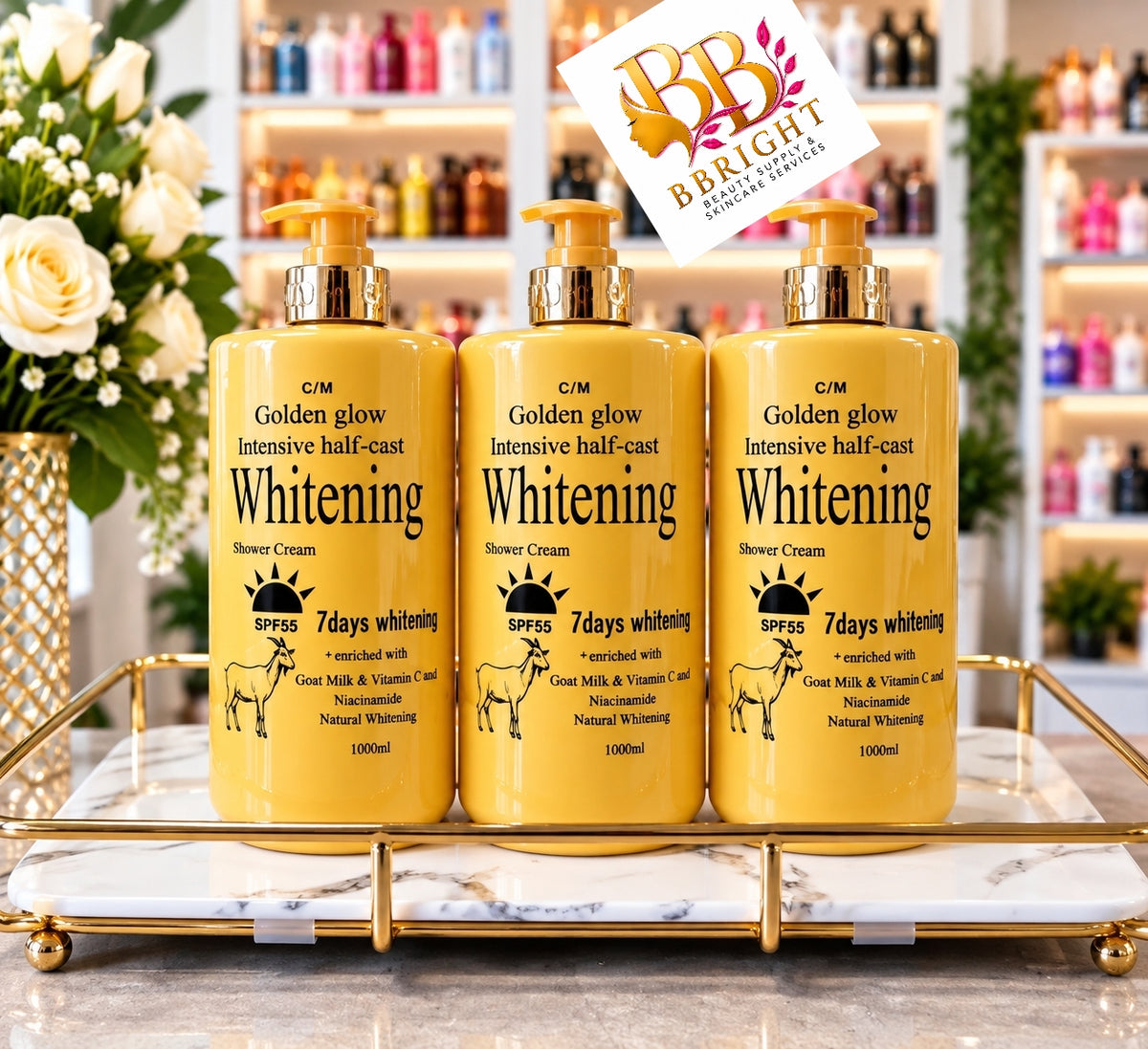 Golden Glow Intensive HC Brightening Shower Bath Goat Milk &Vitamin C Extract 1000ml (Price is for one piece)