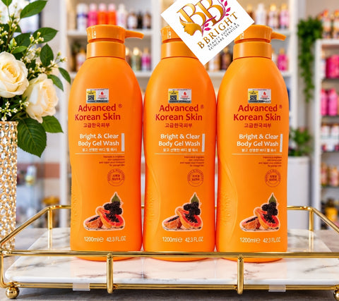 Advanced Korean Skin Bright & Clear Body Gel Wash Papaya & Mulberry Extracts.1200ml(Price is for one piece)