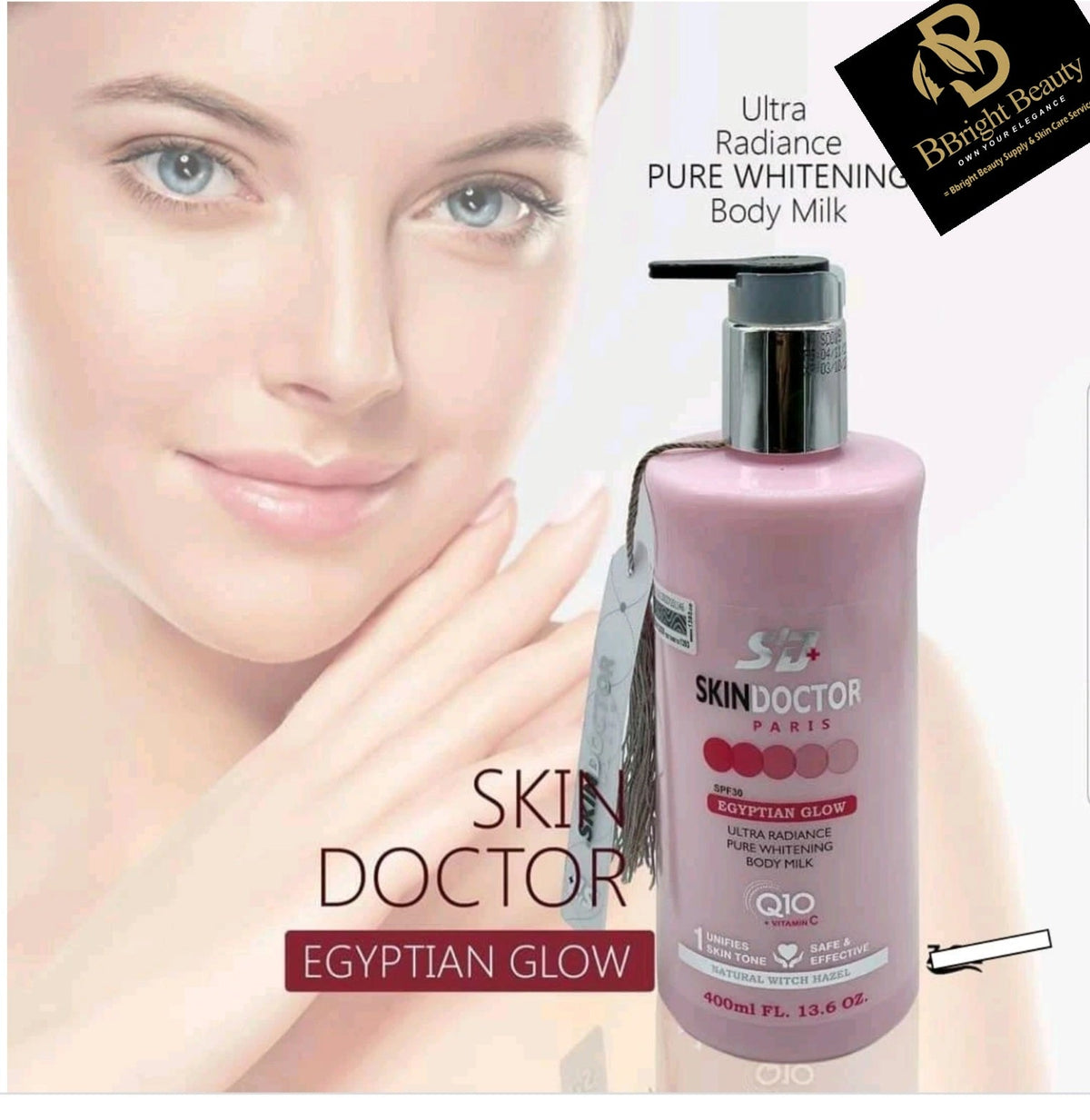 Original Skin Doctor Paris Egyptian Glow Ultra Radiance Pure Brightening Body Milk with SPF 30 400ml