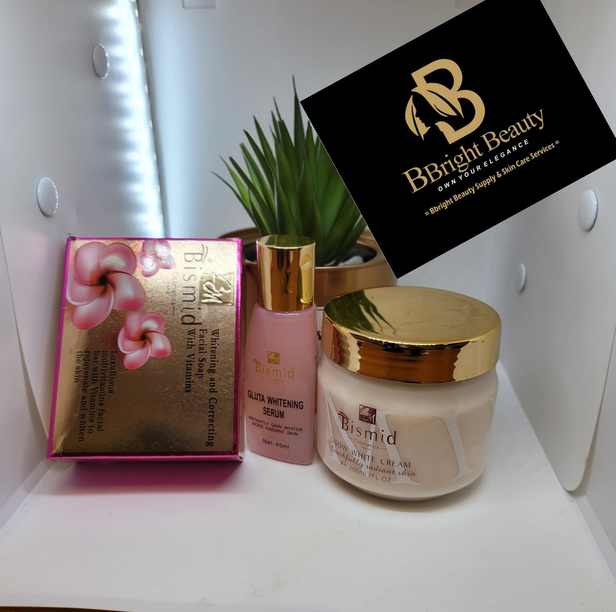 Bismid Snow White Cream Set (Bismid face soap,cream 200ml,serum 45ml)