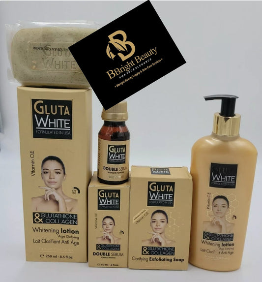 Gluta White Age Defying Lightening Lotion set(Lotion,soap,serum)
