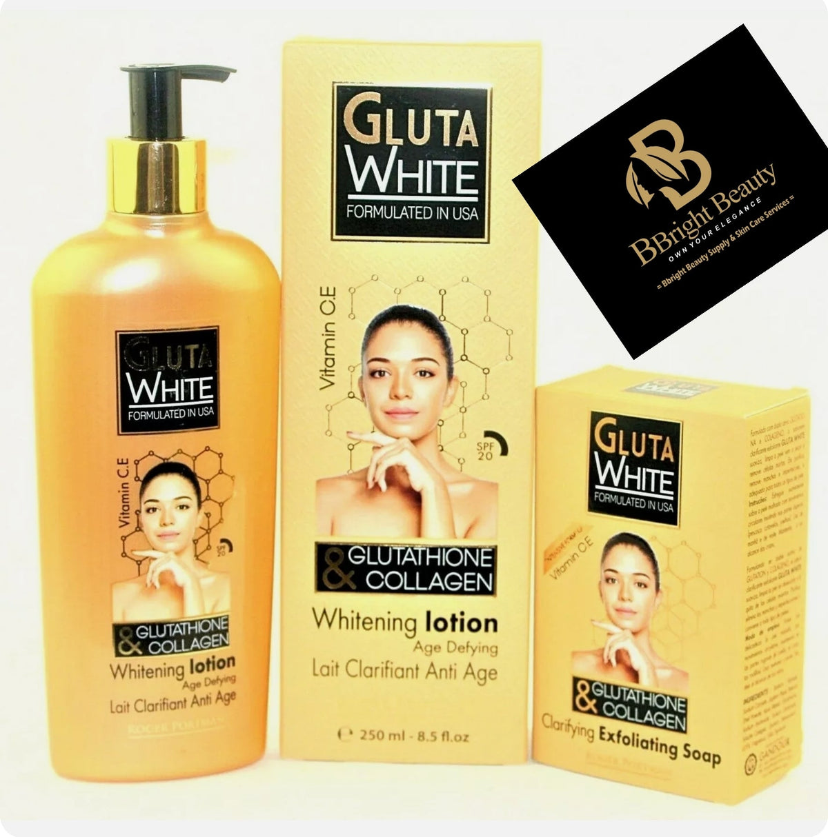 Gluta White Age Defying Brightening Lotion 250ml+Soap 190g