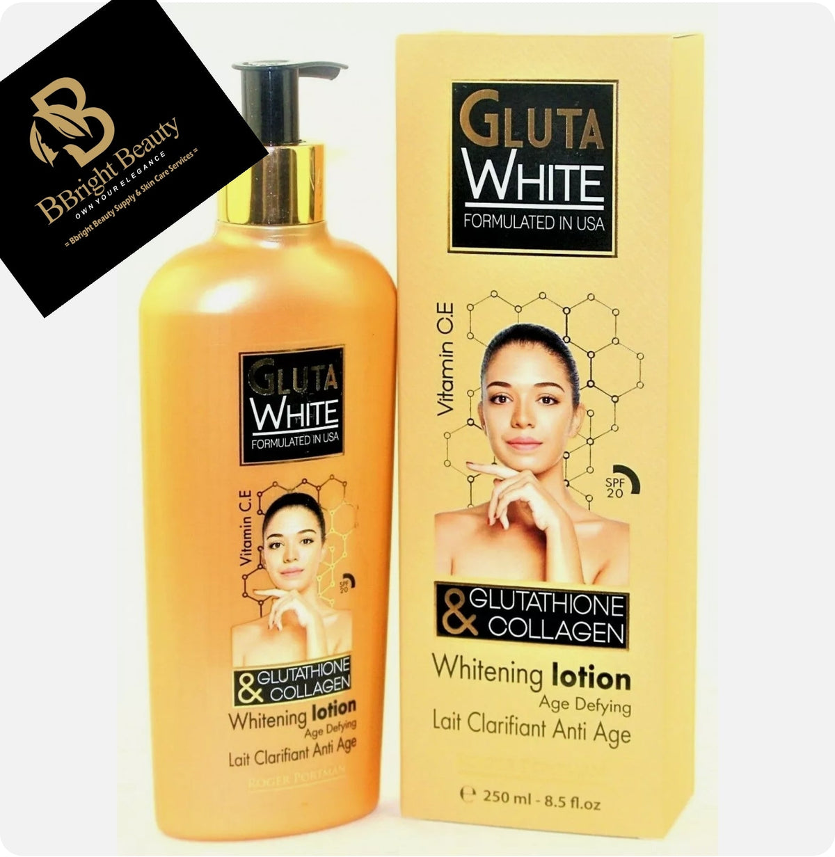Gluta White Age defying Brightening Lotion with Glutathione and Collagen 250ml