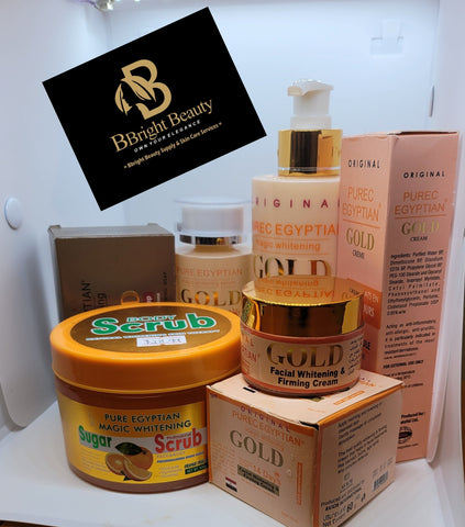 Pure Egyptian Magic Lightening Gold Lotion Full set 6items altogether(lotion,soap,face cream,oil,tube cream,body scrub)