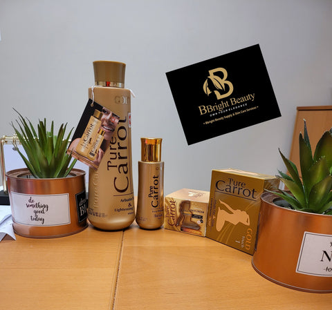Pure Carrot Gold Arbutin Fair & Lightening Lotion Full Set(lotion,face cream,soap,serum)