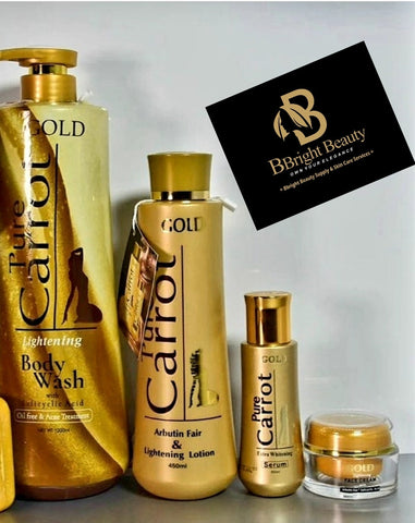 Pure Carrot Gold Arbutin Fair Lightening lotion set (Lotion,shower bath 1200ml,serum)