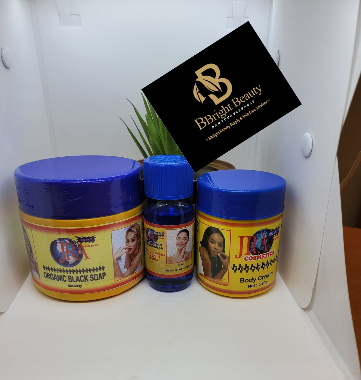 JRA Body Cream Set(Body cream 220g,Organic Black Soap 500g,Unifying serum 50g)