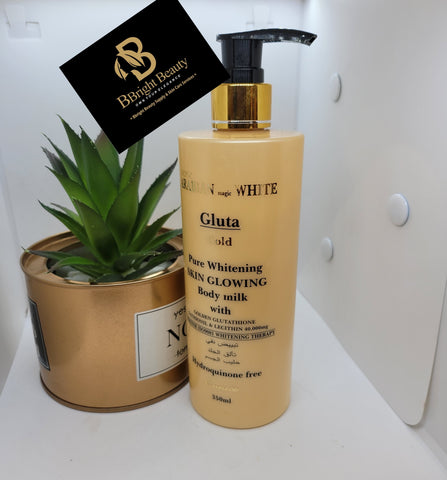 Arabian Magic White Gluta Gold Pure Brightening Skin Glowing Body Milk 350ML