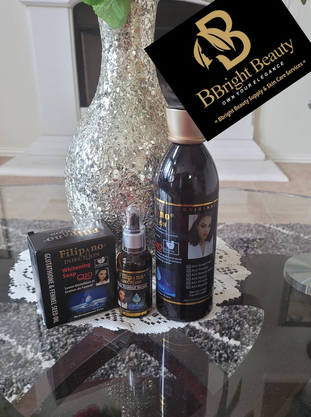 FILIPINO INJECTION GLUTATHIONE & FENNEL SEED BRIGHTENING  LOTION+SERUM+SOAP.