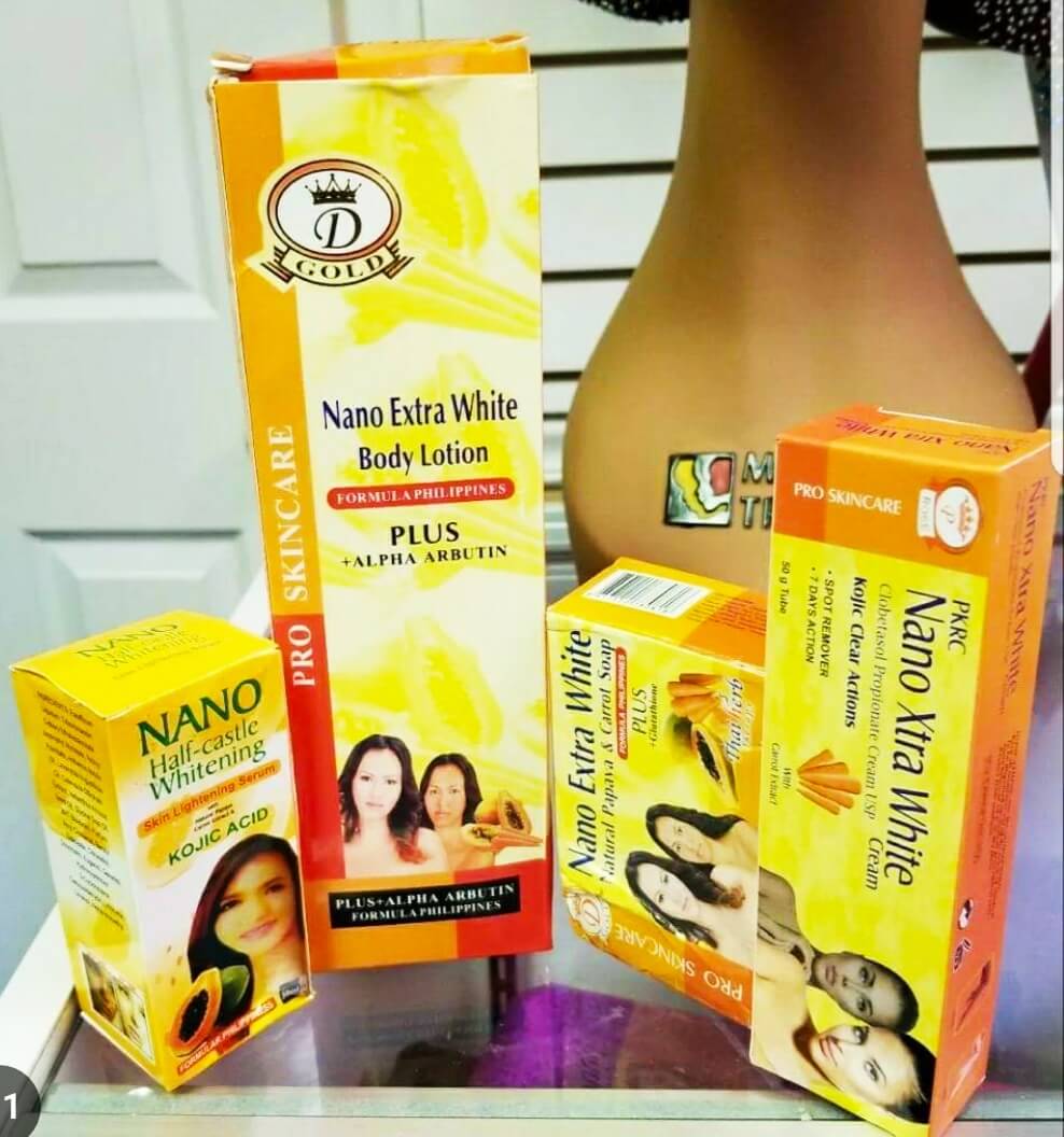 Nano Extra White Body Lotion Plus Alpha Arbutin Set (Lotion,Soap,Serum,Tube Cream)