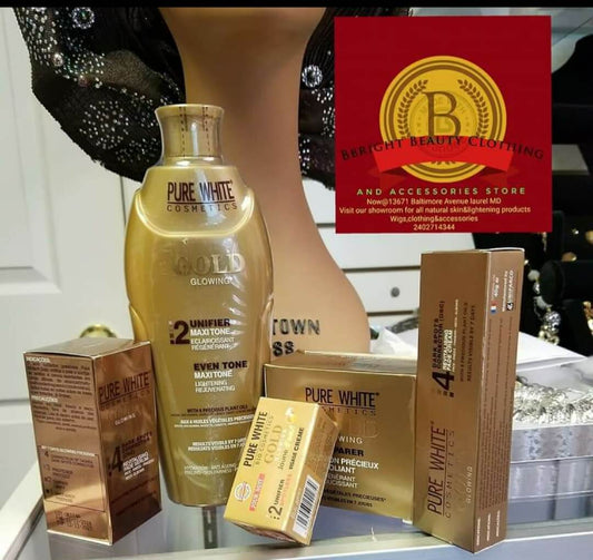 Pure White Cosmetics Gold Glowing 400ml Lotion Full Set